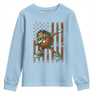 Dabbing Coconut Youth Sweatshirt Retro American Flag Fruit Lover TS10 Light Blue Print Your Wear