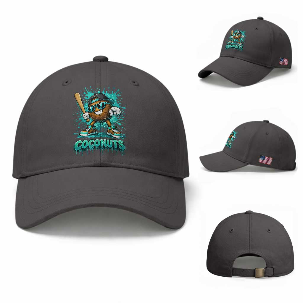 Baseball Coconut Baseball Cap Funny Graffiti Splatter Sports TS10 Baseball Cap Universal Fit Dark Gray Print Your Wear