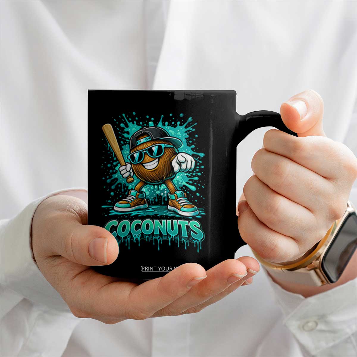 Baseball Coconut Coffee Mug Funny Graffiti Splatter Sports TS10 Print Your Wear