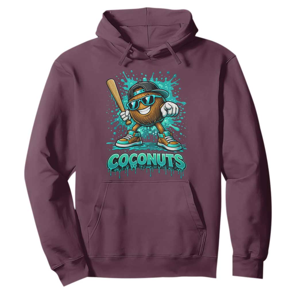 Baseball Coconut Hoodie Funny Graffiti Splatter Sports TS10 Maroon Print Your Wear