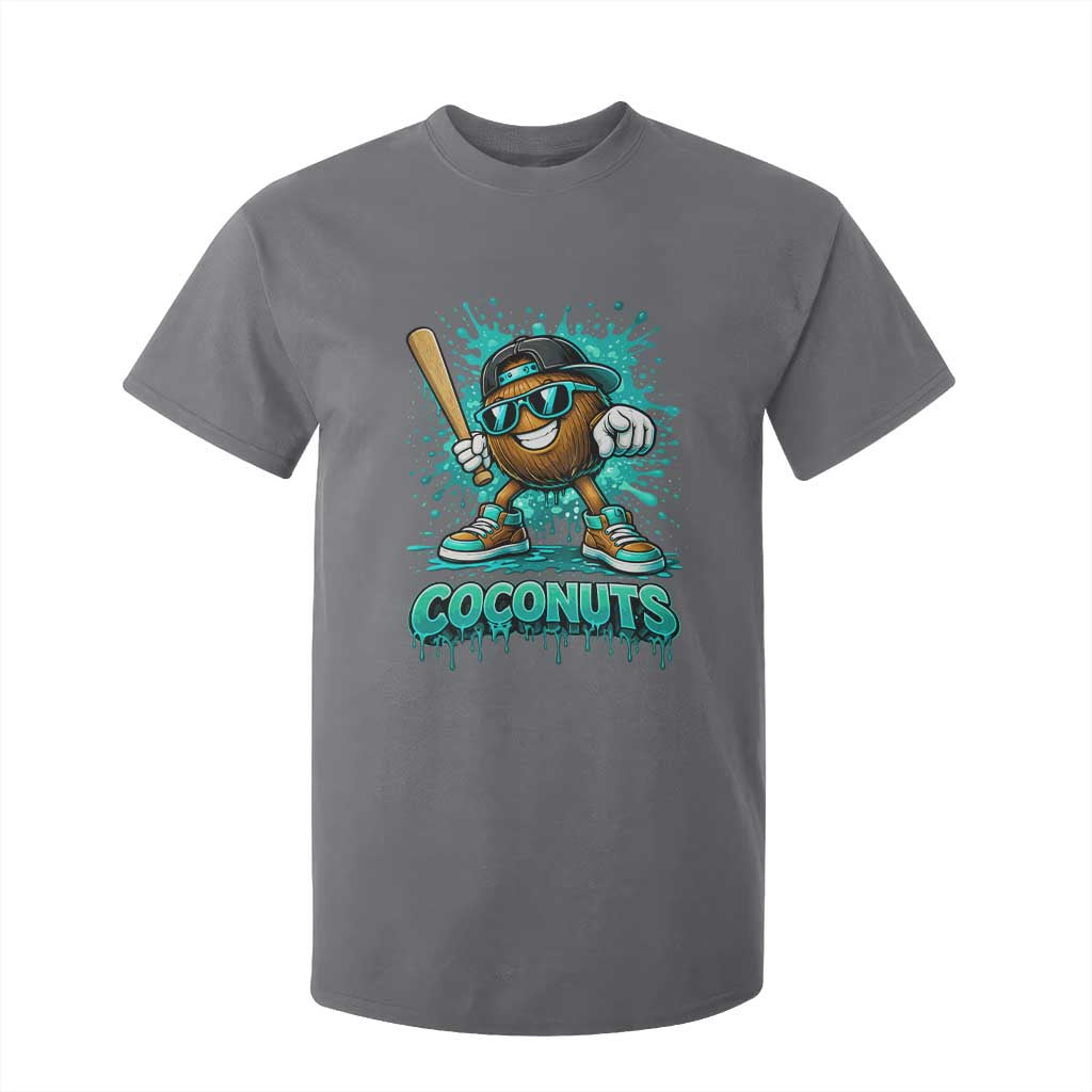 Baseball Coconut T Shirt For Kid Funny Graffiti Splatter Sports TS10 Charcoal Print Your Wear