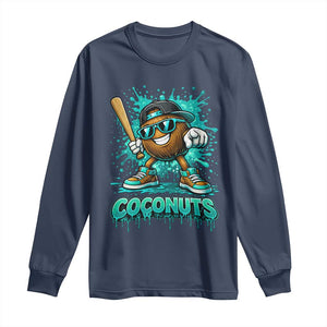 Baseball Coconut Long Sleeve Shirt Funny Graffiti Splatter Sports TS10 Navy Print Your Wear