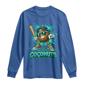 Baseball Coconut Long Sleeve Shirt Funny Graffiti Splatter Sports TS10 Royal Blue Print Your Wear