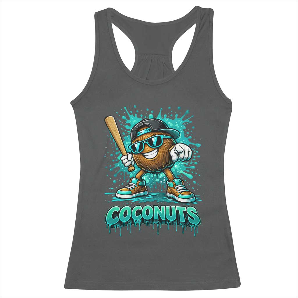 Baseball Coconut Racerback Tank Top Funny Graffiti Splatter Sports TS10 Dark Heather Print Your Wear