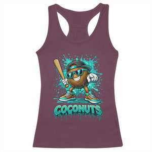 Baseball Coconut Racerback Tank Top Funny Graffiti Splatter Sports TS10 Maroon Print Your Wear