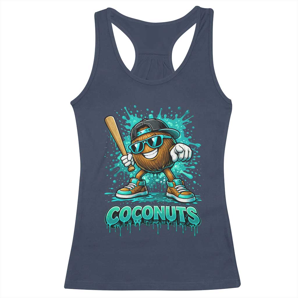 Baseball Coconut Racerback Tank Top Funny Graffiti Splatter Sports TS10 Navy Print Your Wear