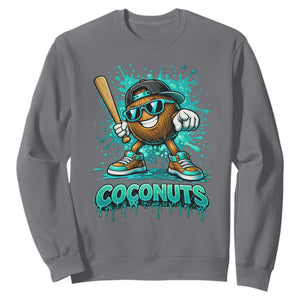 Baseball Coconut Sweatshirt Funny Graffiti Splatter Sports TS10 Charcoal Print Your Wear