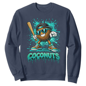 Baseball Coconut Sweatshirt Funny Graffiti Splatter Sports TS10 Navy Print Your Wear