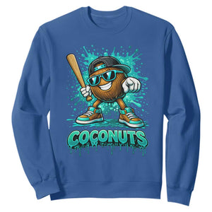 Baseball Coconut Sweatshirt Funny Graffiti Splatter Sports TS10 Royal Blue Print Your Wear
