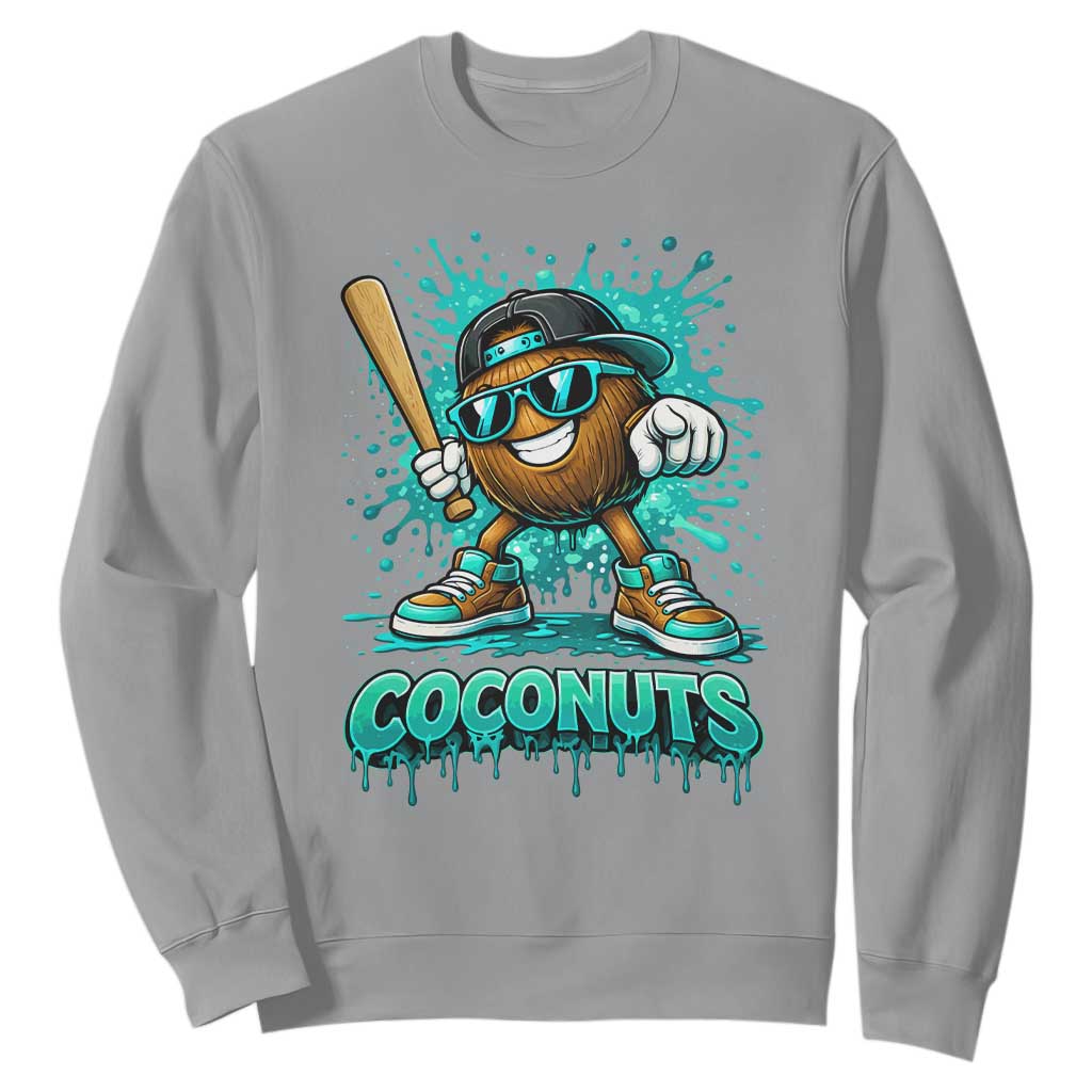 Baseball Coconut Sweatshirt Funny Graffiti Splatter Sports TS10 Sport Gray Print Your Wear