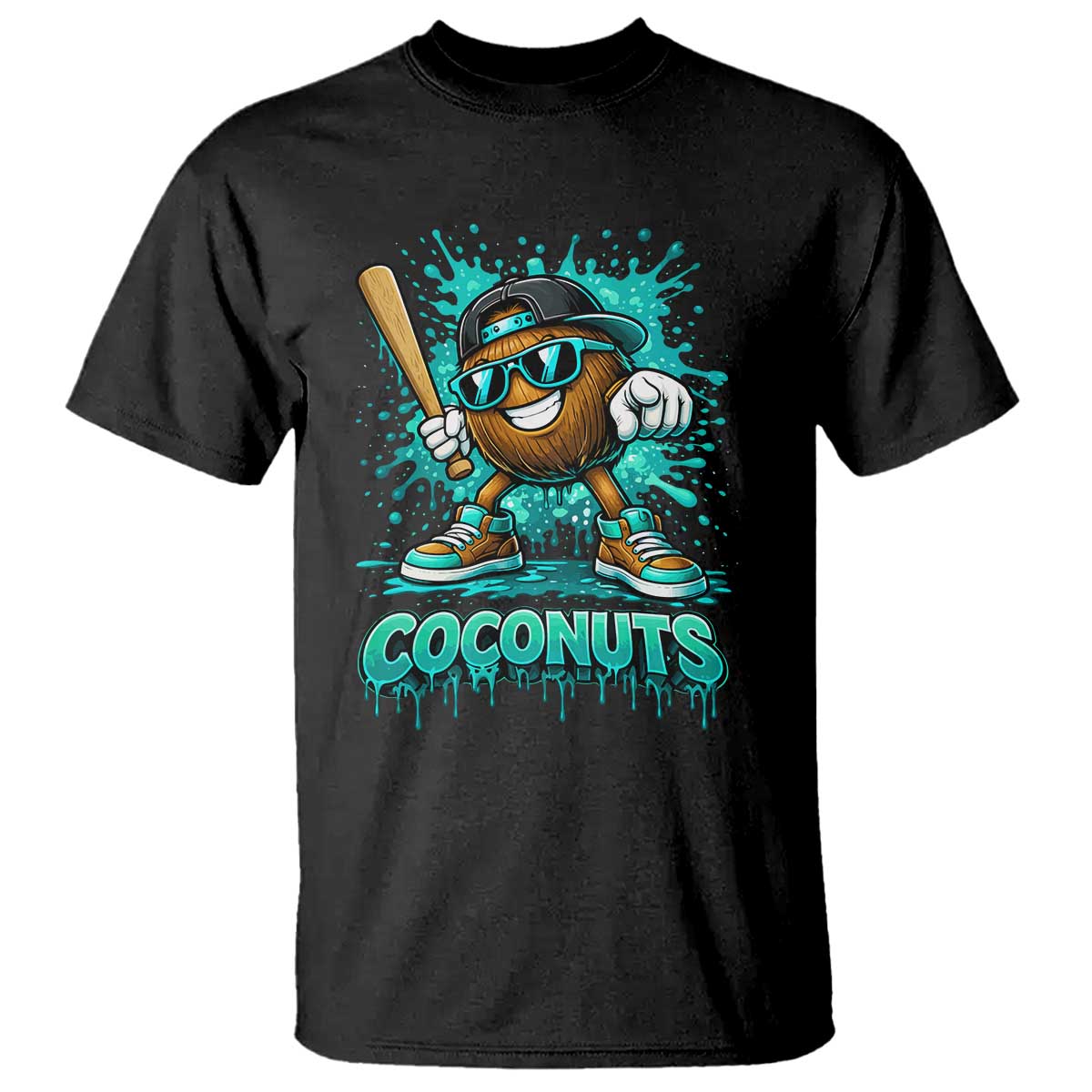Baseball Coconut T Shirt Funny Graffiti Splatter Sports TS10 Black Print Your Wear