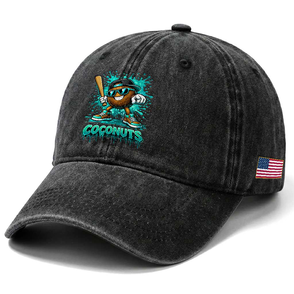 Baseball Coconut Washed Cotton Baseball Cap Funny Graffiti Splatter Sports TS10 Print Your Wear