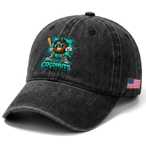 Baseball Coconut Washed Cotton Baseball Cap Funny Graffiti Splatter Sports TS10 Print Your Wear