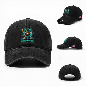 Baseball Coconut Washed Cotton Baseball Cap Funny Graffiti Splatter Sports TS10 Washed Cap Universal Fit Black Print Your Wear