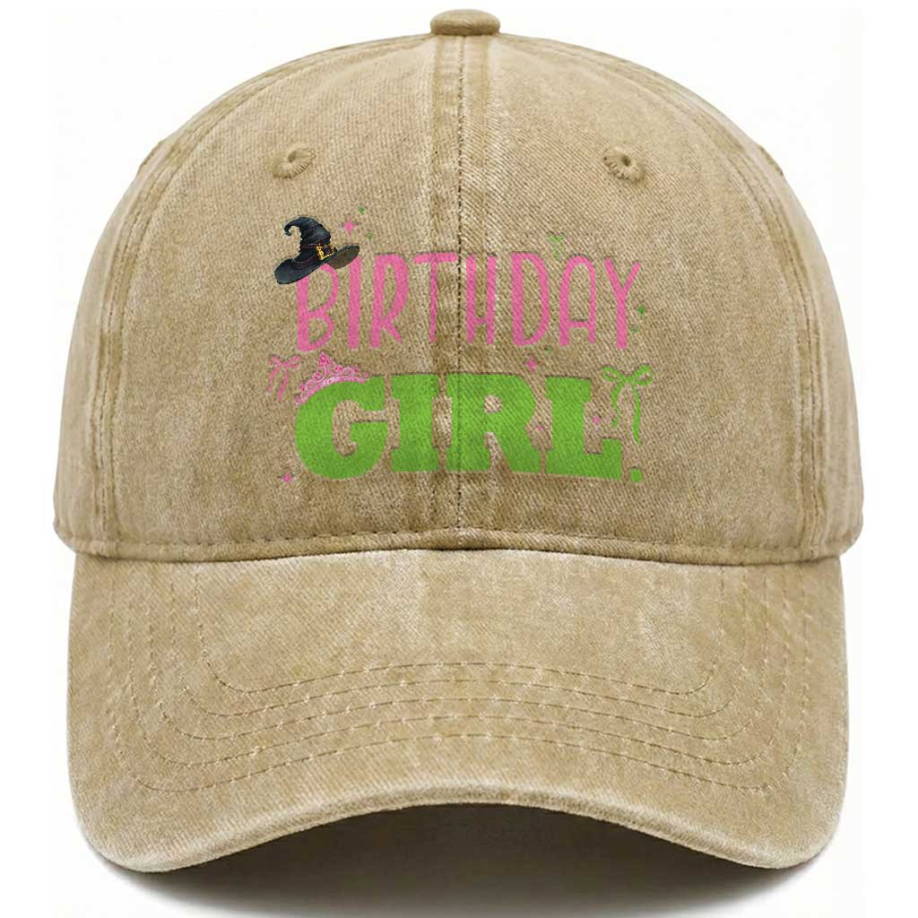 Birthday Girl Washed Cotton Baseball Cap Witch Pink Green Toddler Baby 1st 2nd 3rd 4th 5th 6th 7th TS10 Print Your Wear