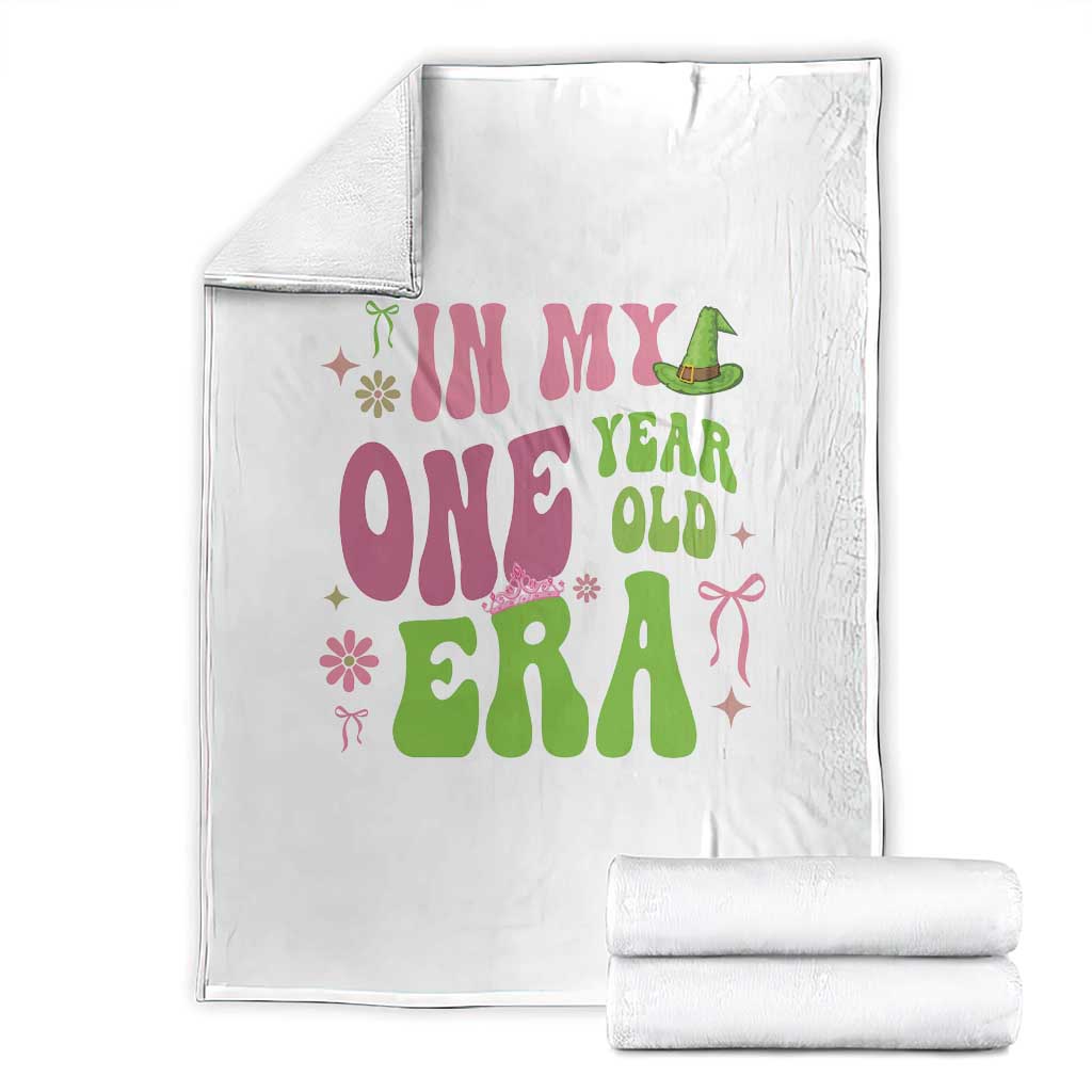 Baby Girl First Birthday Outfit Throw Blanket In My One Year Old Era Witch Pink Green TS10 White Print Your Wear