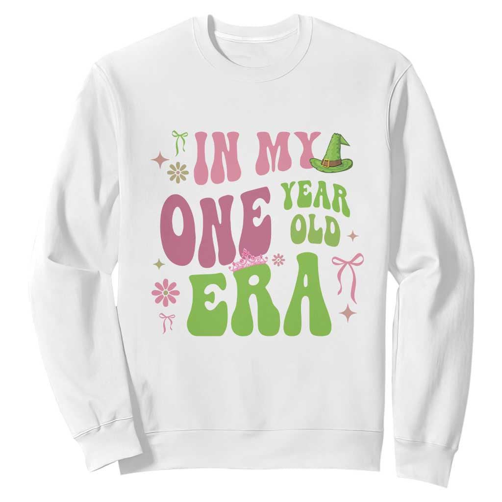 Baby Girl First Birthday Outfit Sweatshirt In My One Year Old Era Witch Pink Green TS10 White Print Your Wear