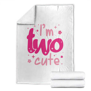 Two Birthday Girl Throw Blanket Pink 2nd Bday Im Two Cute TS10 White Print Your Wear