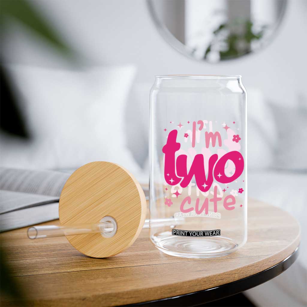 Two Birthday Girl Glass Can Pink 2nd Bday Im Two Cute TS10 Print Your Wear