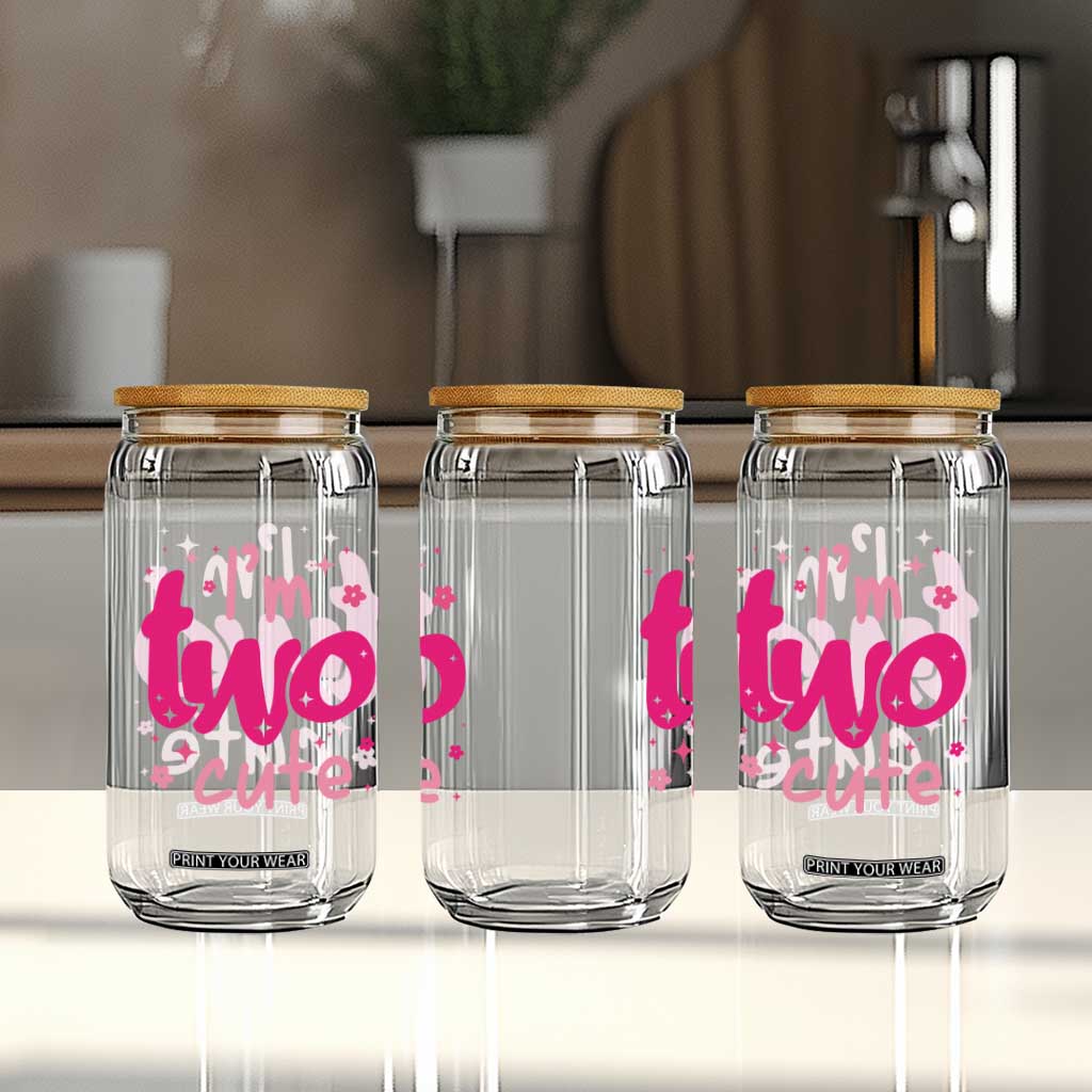 Two Birthday Girl Glass Can Pink 2nd Bday Im Two Cute TS10 Print Your Wear