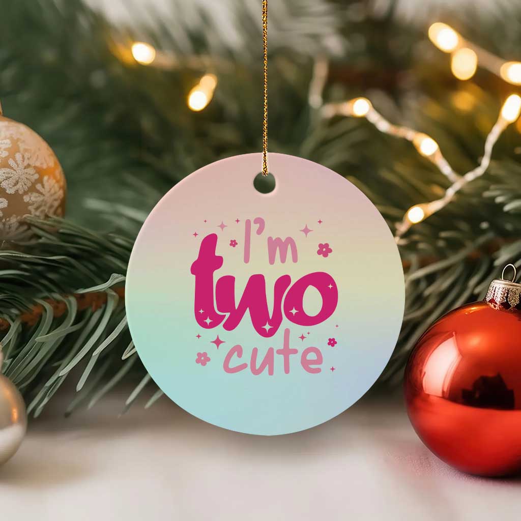 Two Birthday Girl Ceramic Ornament Pink 2nd Bday Im Two Cute TS10 1pc Pastel Print Your Wear