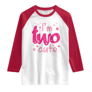 Two Birthday Girl Raglan Shirt Pink 2nd Bday Im Two Cute TS10 White Red Print Your Wear