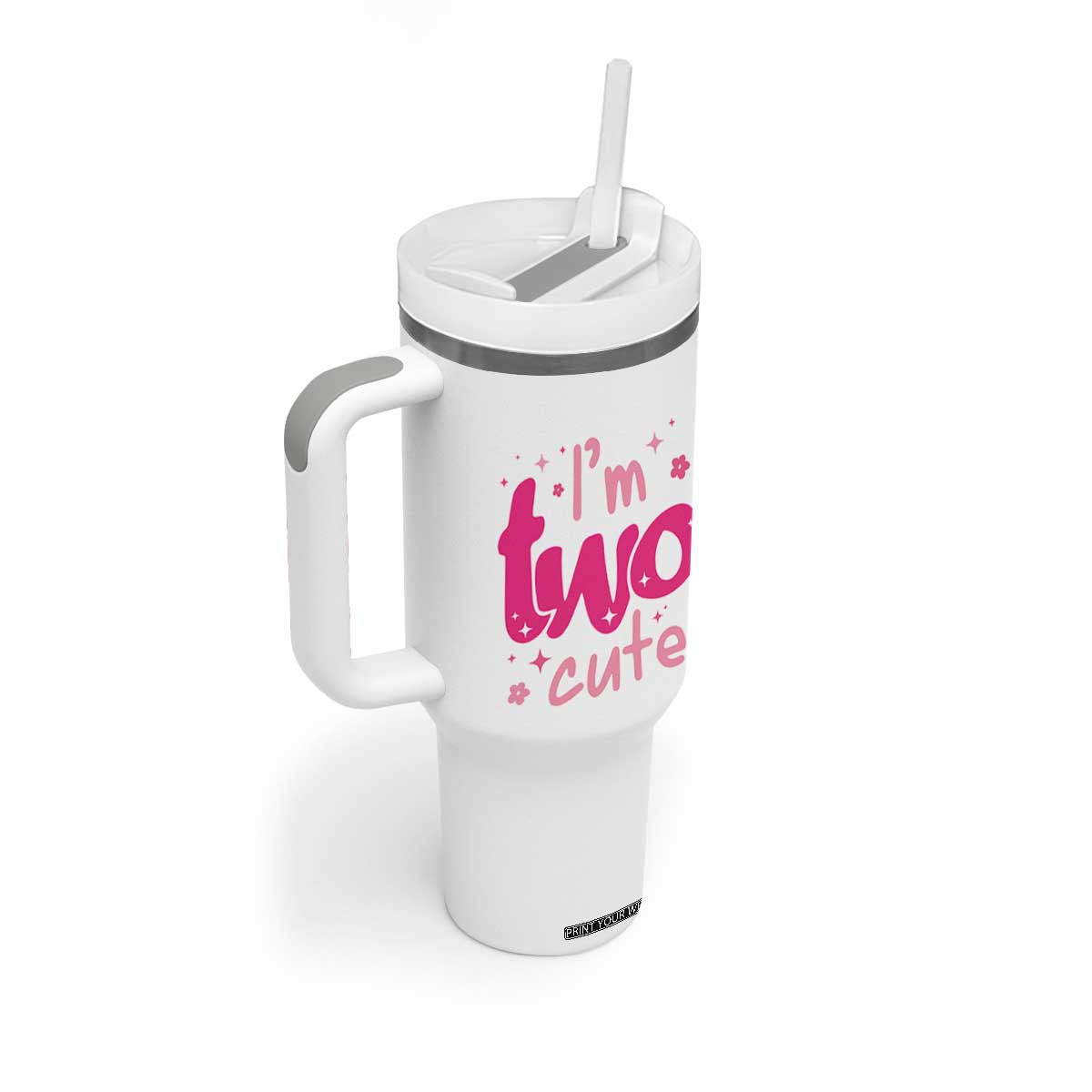 Two Birthday Girl Tumbler With Handle Pink 2nd Bday Im Two Cute TS10 Print Your Wear