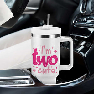 Two Birthday Girl Tumbler With Handle Pink 2nd Bday Im Two Cute TS10 Print Your Wear