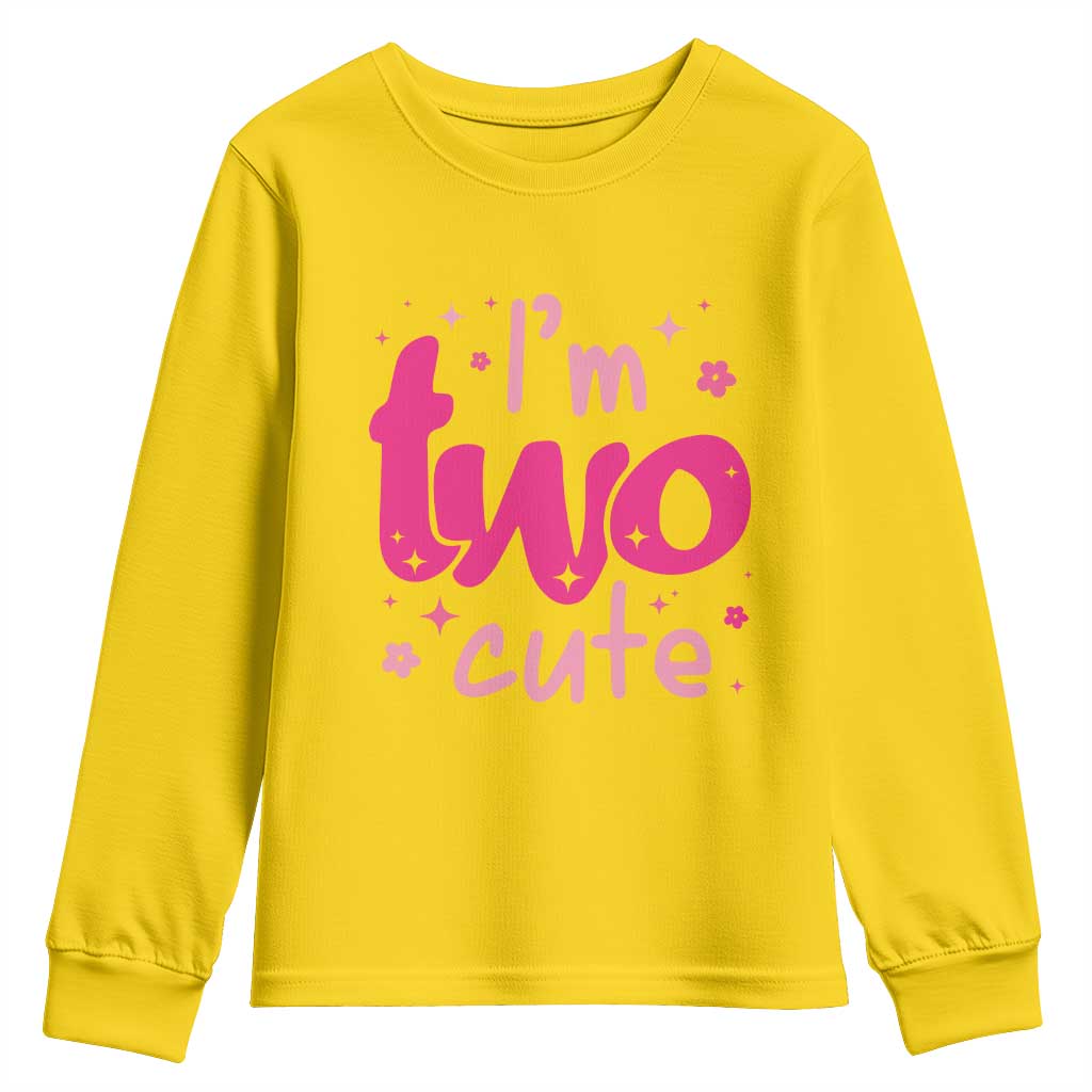 Two Birthday Girl Youth Sweatshirt Pink 2nd Bday Im Two Cute TS10 Daisy Print Your Wear