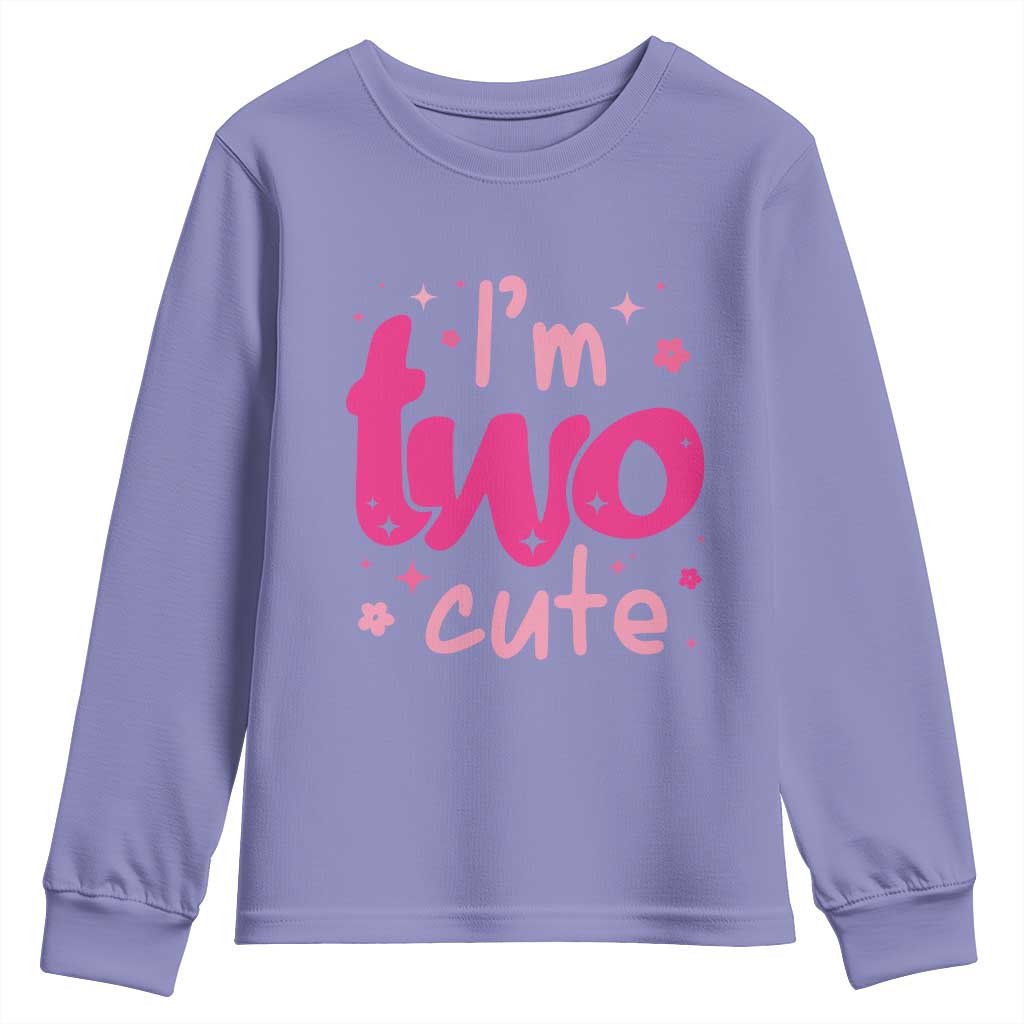 Two Birthday Girl Youth Sweatshirt Pink 2nd Bday Im Two Cute TS10 Violet Print Your Wear