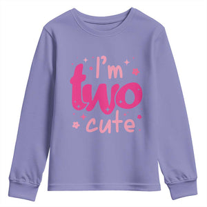 Two Birthday Girl Youth Sweatshirt Pink 2nd Bday Im Two Cute TS10 Violet Print Your Wear