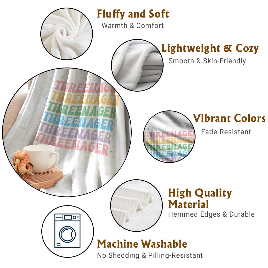 3rd Birthday Throw Blanket Toddler Threenager 3 Years Old Birthday Outfit TS10 Print Your Wear