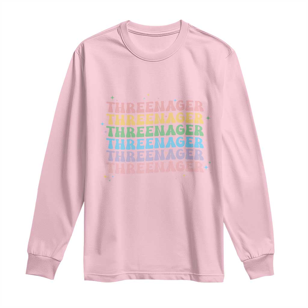 3rd Birthday Long Sleeve Shirt Toddler Threenager 3 Years Old Birthday Outfit TS10 Light Pink Print Your Wear