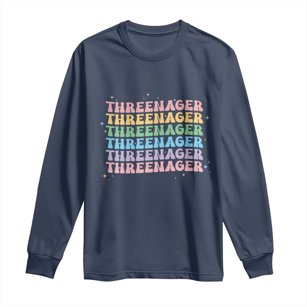3rd Birthday Long Sleeve Shirt Toddler Threenager 3 Years Old Birthday Outfit TS10 Navy Print Your Wear