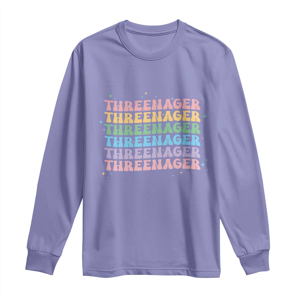 3rd Birthday Long Sleeve Shirt Toddler Threenager 3 Years Old Birthday Outfit TS10 Violet Print Your Wear