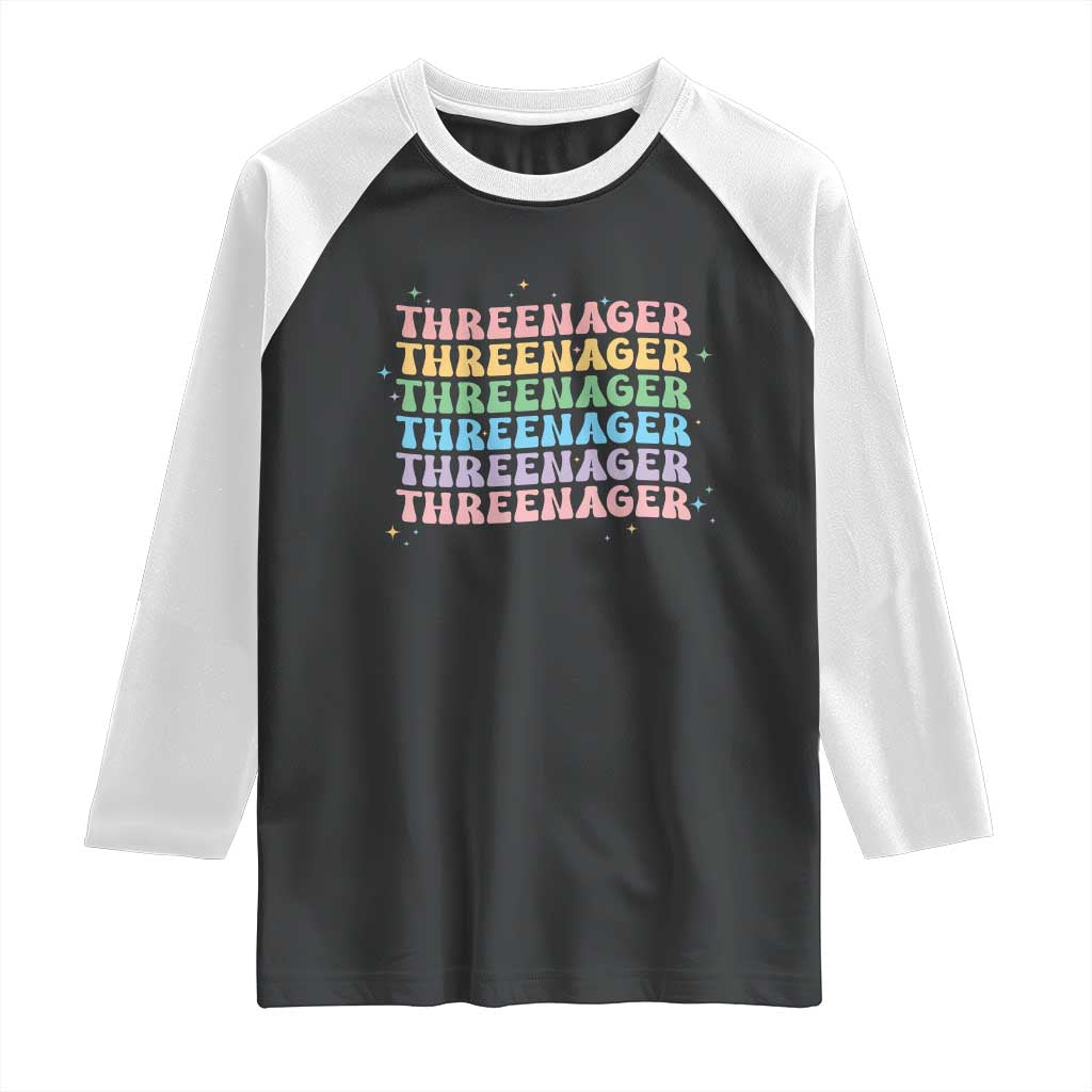 3rd Birthday Raglan Shirt Toddler Threenager 3 Years Old Birthday Outfit TS10 Black White Print Your Wear