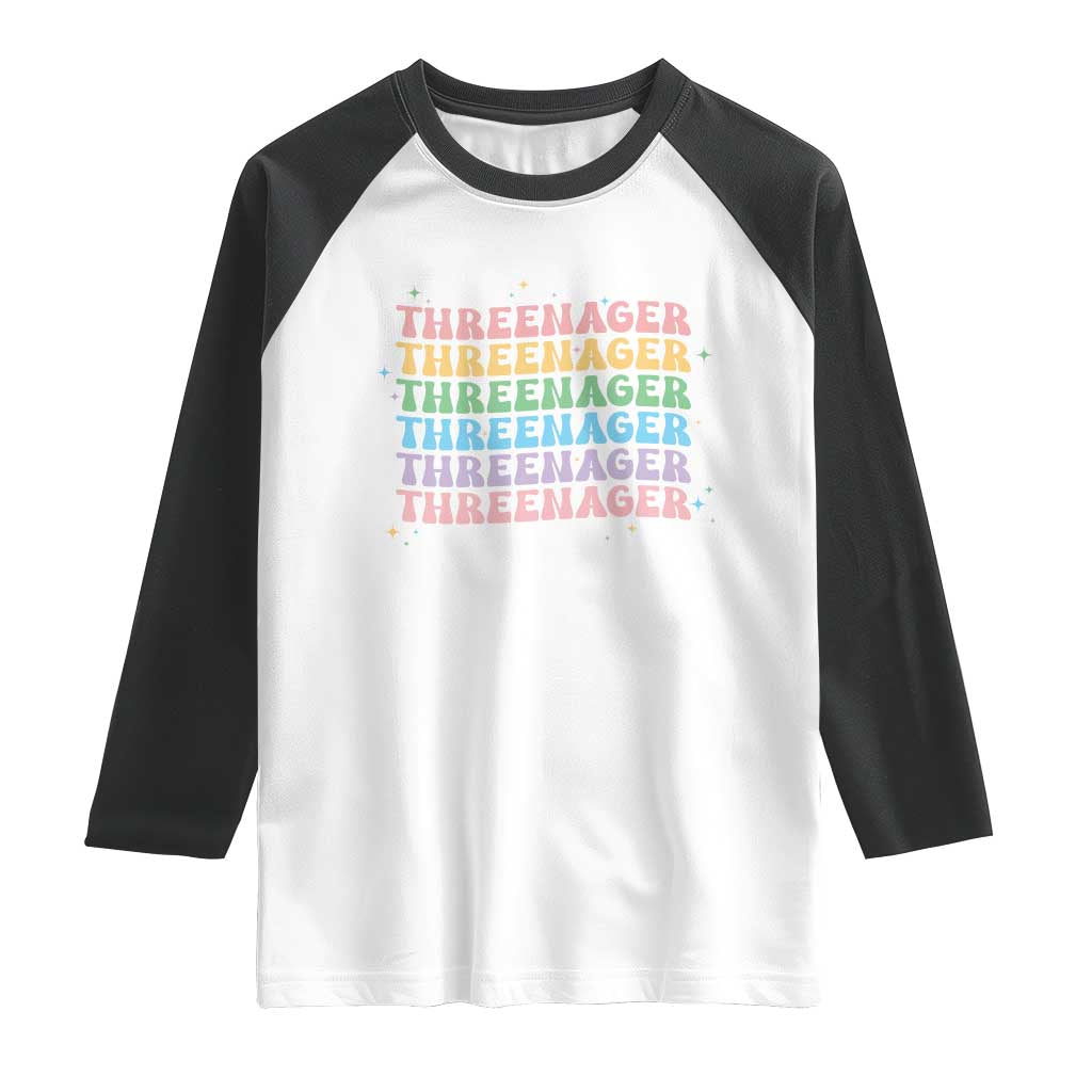 3rd Birthday Raglan Shirt Toddler Threenager 3 Years Old Birthday Outfit TS10 White Black Print Your Wear