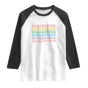 3rd Birthday Raglan Shirt Toddler Threenager 3 Years Old Birthday Outfit TS10 White Black Print Your Wear