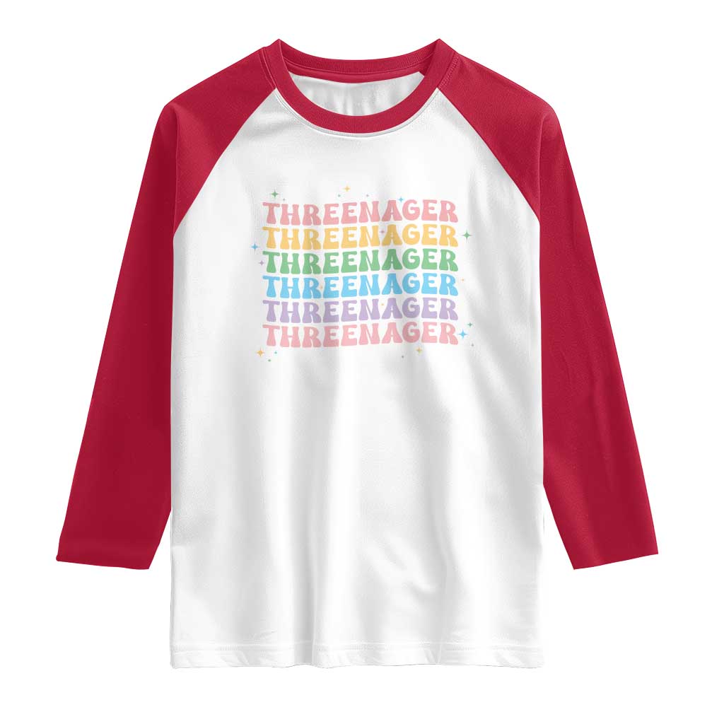 3rd Birthday Raglan Shirt Toddler Threenager 3 Years Old Birthday Outfit TS10 White Red Print Your Wear