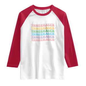 3rd Birthday Raglan Shirt Toddler Threenager 3 Years Old Birthday Outfit TS10 White Red Print Your Wear