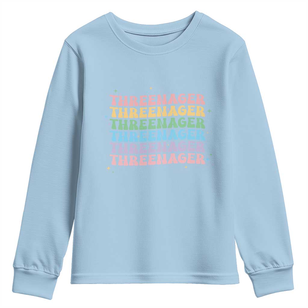 3rd Birthday Youth Sweatshirt Toddler Threenager 3 Years Old Birthday Outfit TS10 Light Blue Print Your Wear
