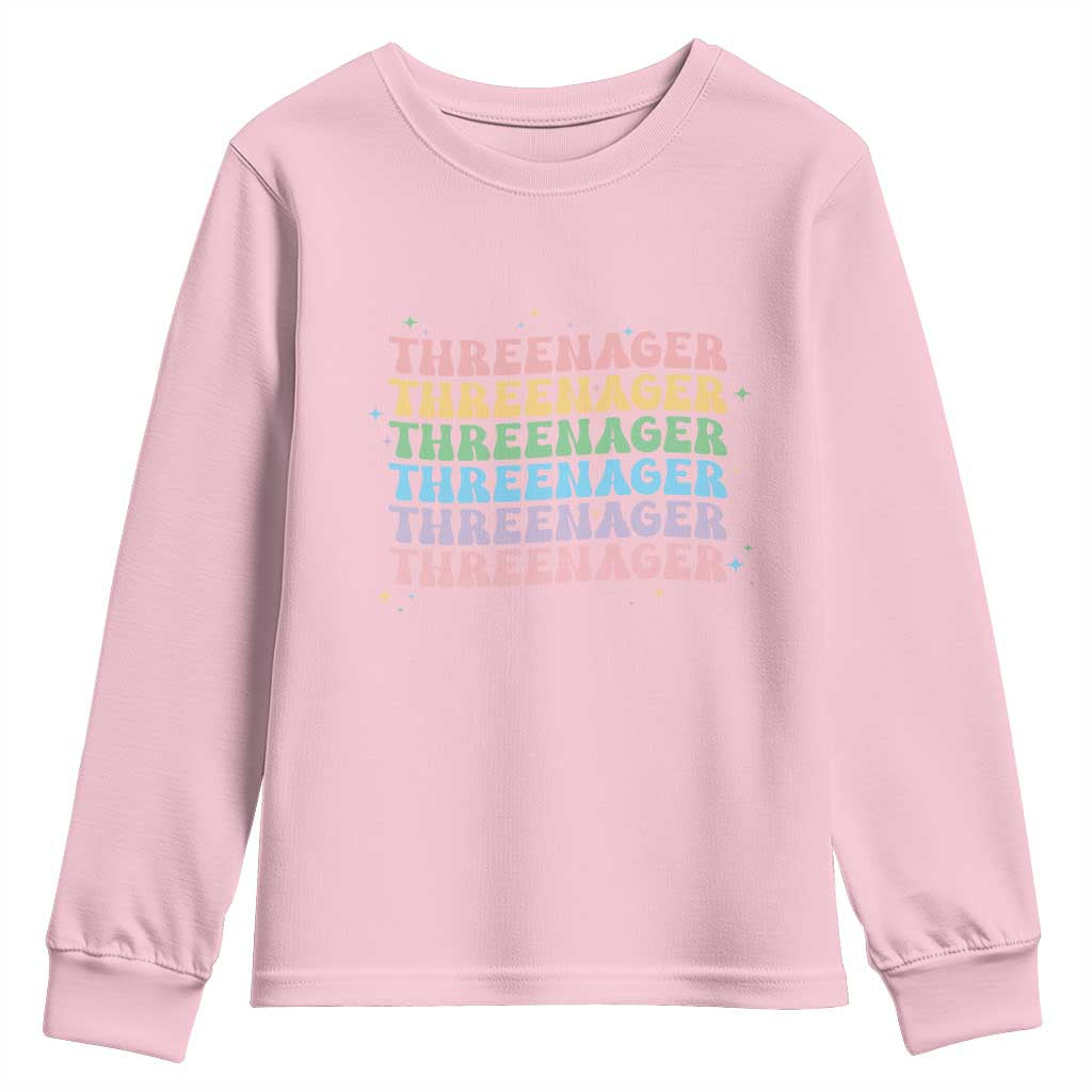 3rd Birthday Youth Sweatshirt Toddler Threenager 3 Years Old Birthday Outfit TS10 Light Pink Print Your Wear