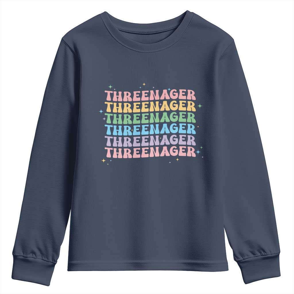 3rd Birthday Youth Sweatshirt Toddler Threenager 3 Years Old Birthday Outfit TS10 Navy Print Your Wear