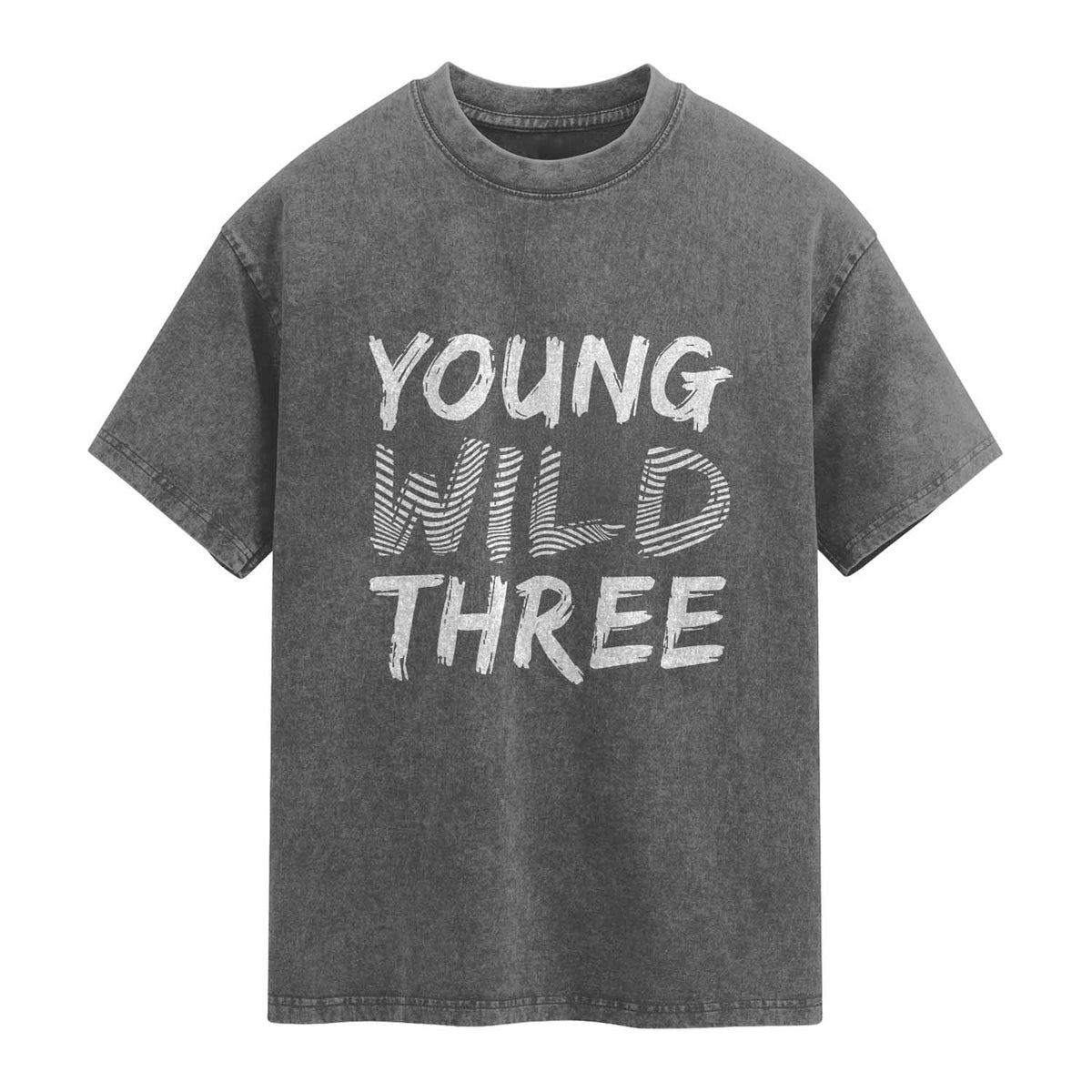Toddler 3rd Birthday Washed Cotton T-Shirt Young Wild And Three