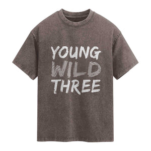 Toddler 3rd Birthday Washed Cotton T-Shirt Young Wild And Three