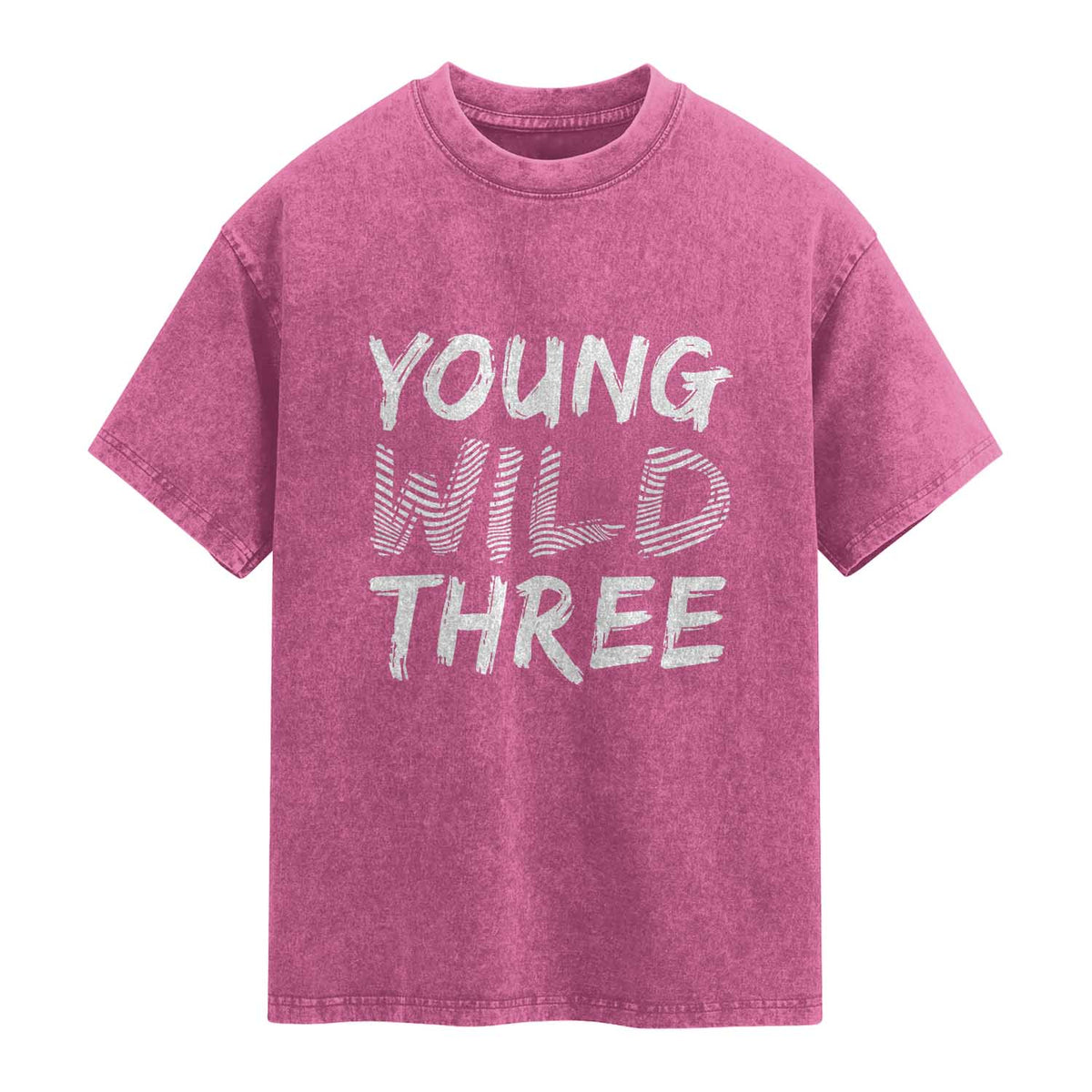 Toddler 3rd Birthday Washed Cotton T-Shirt Young Wild And Three