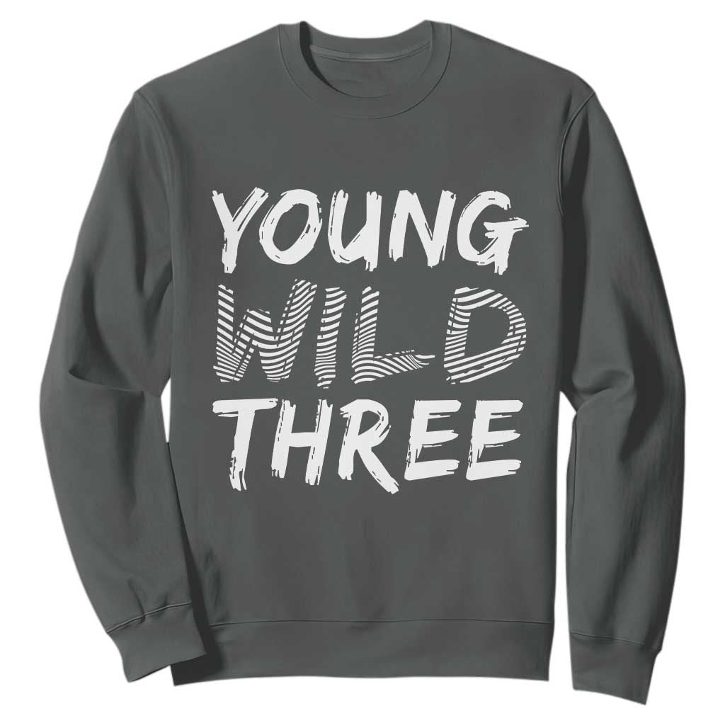 Toddler 3rd Birthday Sweatshirt Young Wild And Three TS10 Dark Heather Print Your Wear