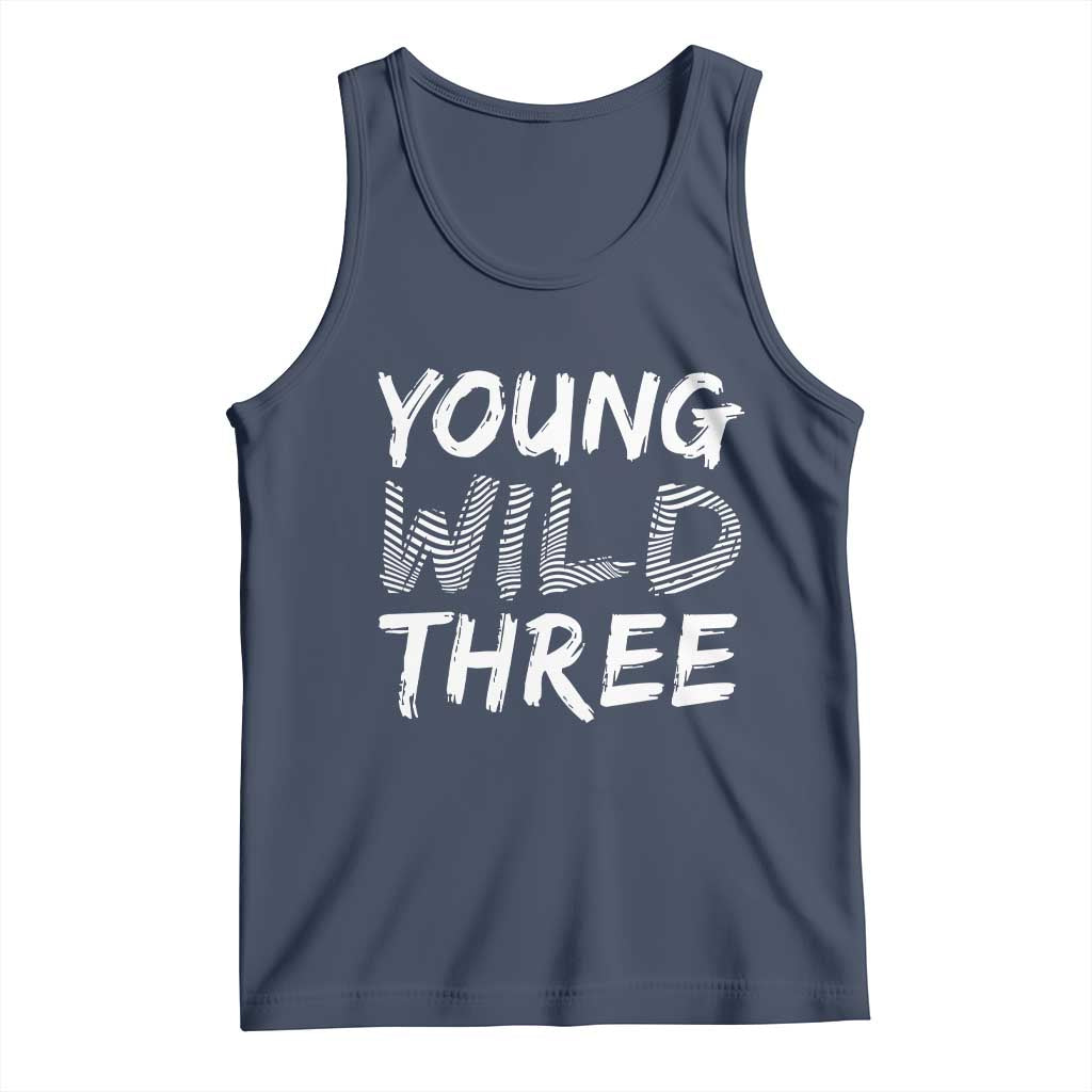 Toddler 3rd Birthday Tank Top Young Wild And Three TS10 Navy Print Your Wear