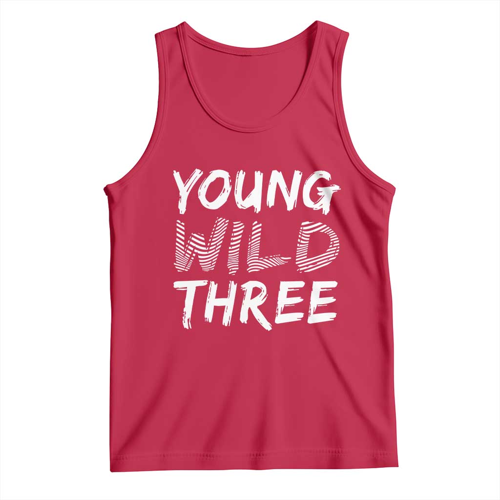 Toddler 3rd Birthday Tank Top Young Wild And Three TS10 Red Print Your Wear