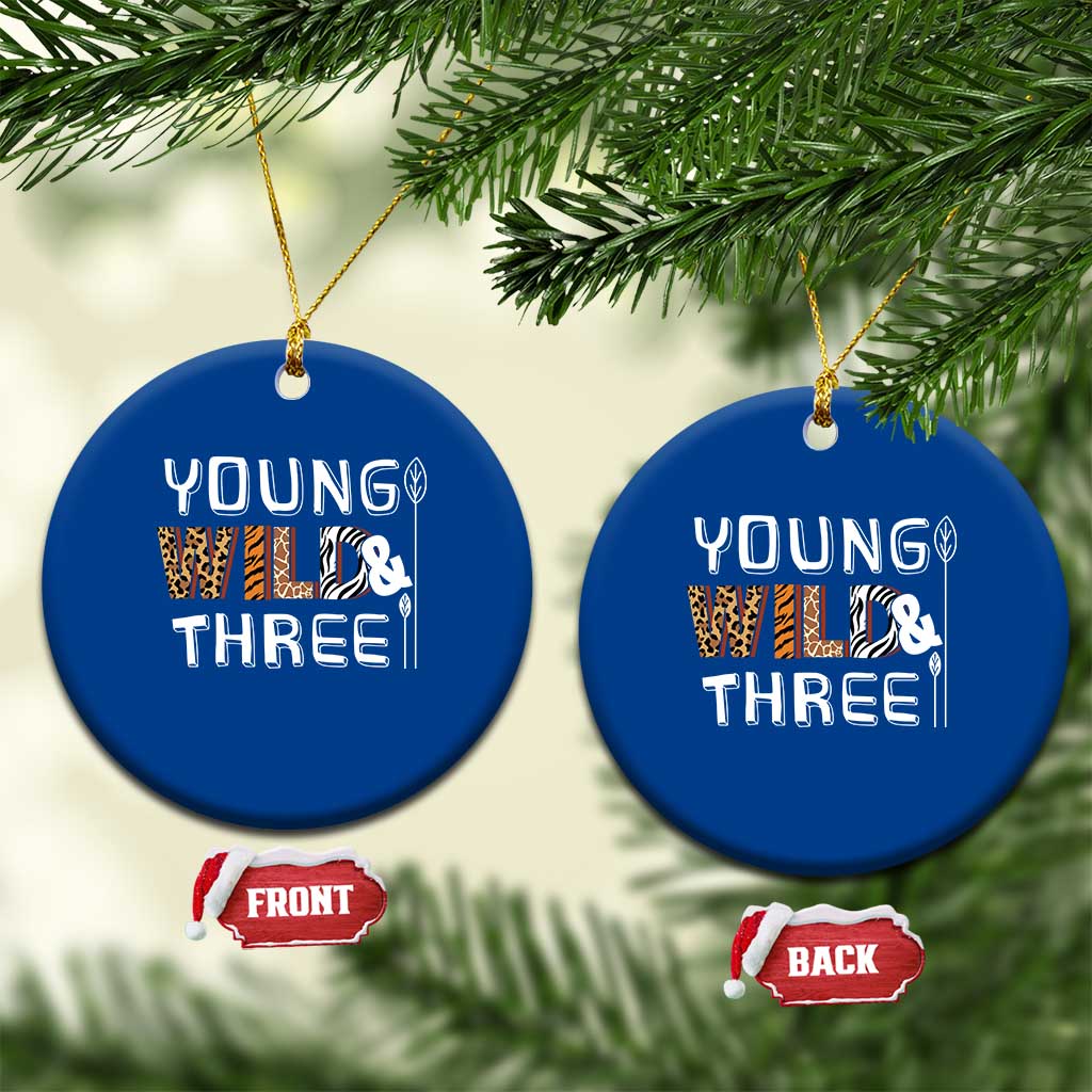 3rd Birthday Ceramic Ornament Young Wild And Three Safari Zoo Party TS10 1pc Blue Print Your Wear